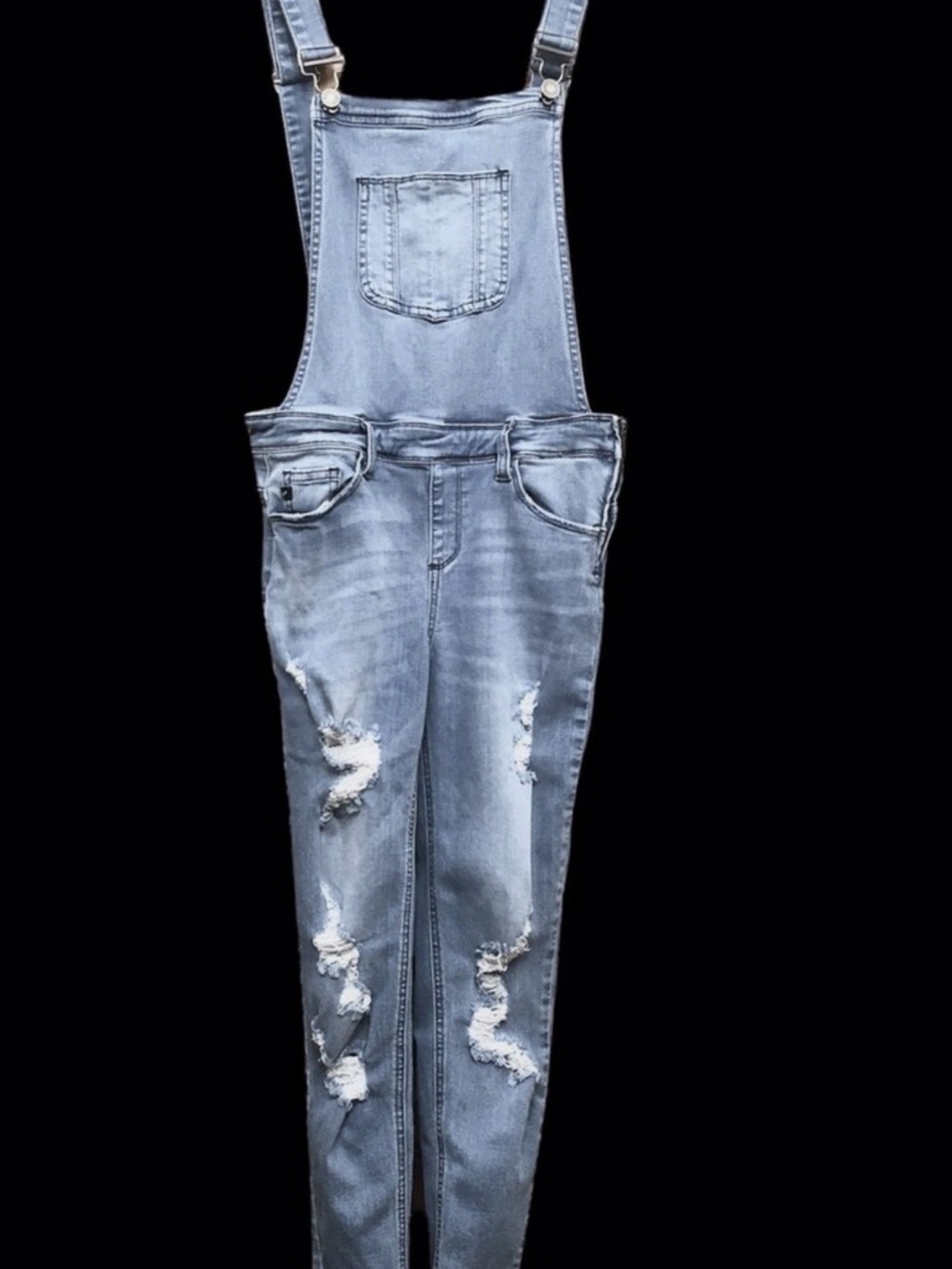 KanCan Light Blue Distressed Denim Overalls